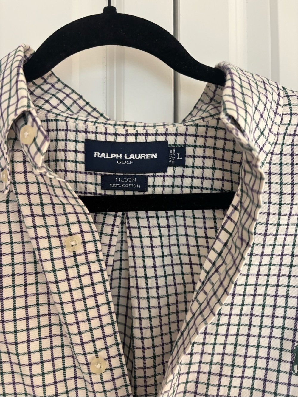 Ralph Lauren Golf Tilden Men’s L Button Down Shirt 100% Cotton Plaid Check Pony - Picture 5 of 7